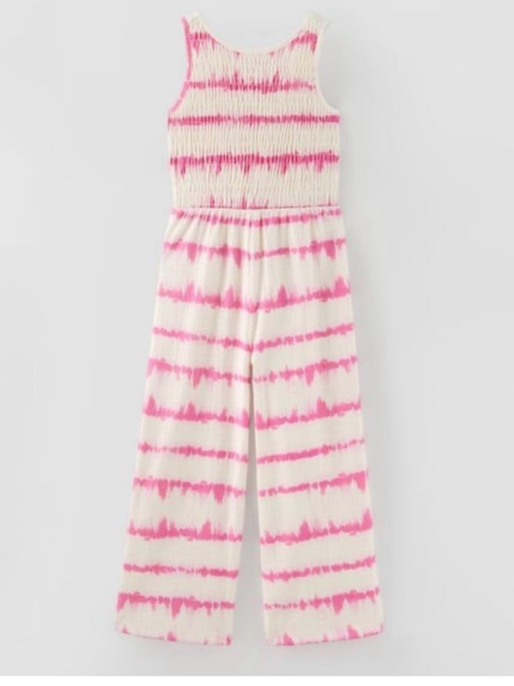 Zara Pink and White Tie-Dye Wide-Leg Jumpsuit